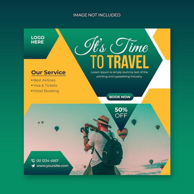 Travel tour social media post and web banner template