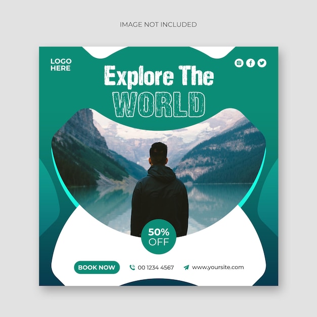 Travel tour social media post and web banner template