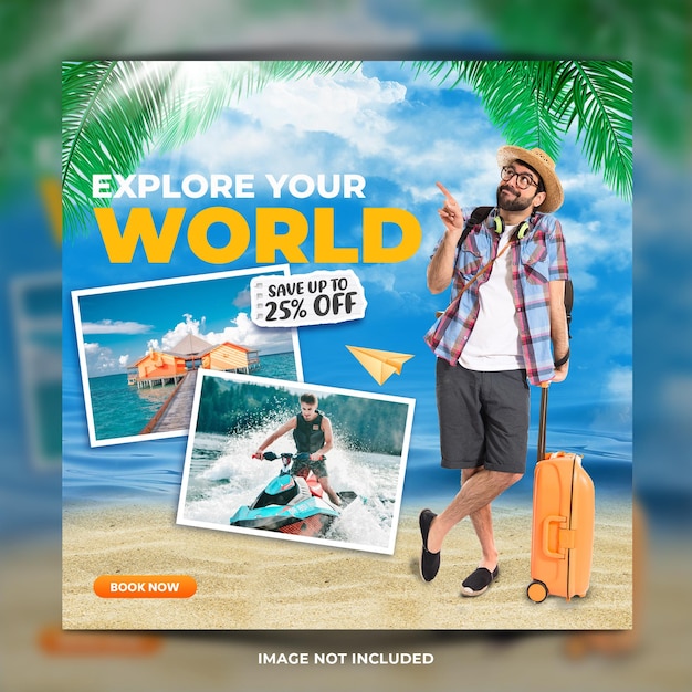 Travel tour social media post or web banner template