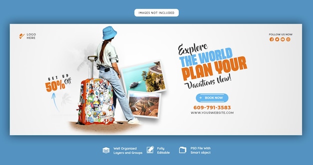 PSD travel and tourism facebook cover template