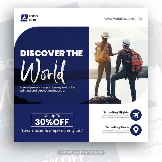 travel and tourism instagram post or social media banner design template