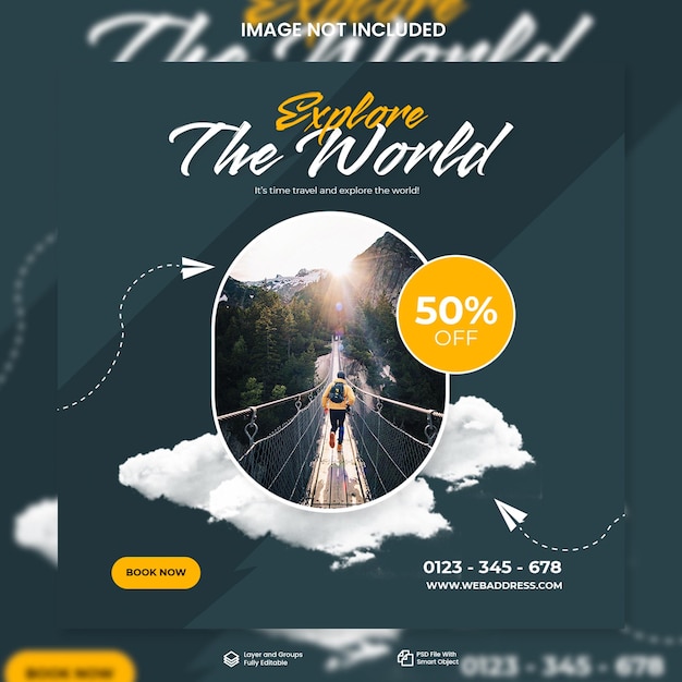 Travel and tourism instagram post or social media post template