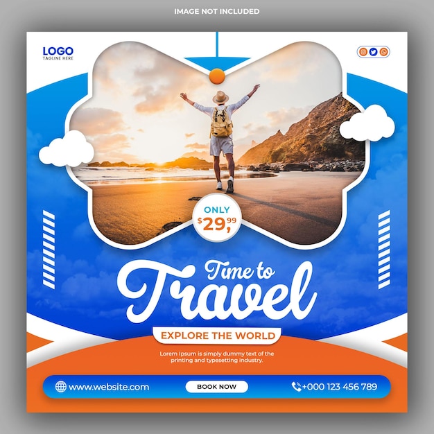 Travel and tourism instagram post or social media post template