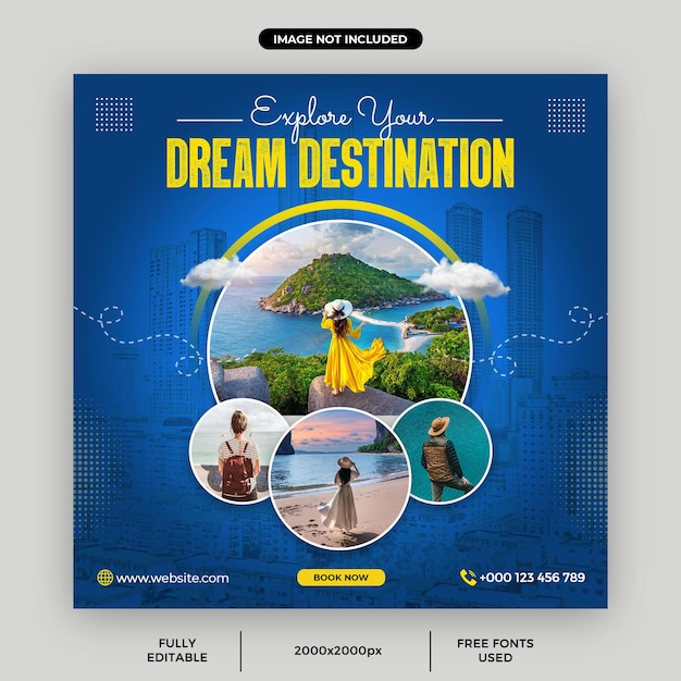 Travel and tourism Instagram social media post template