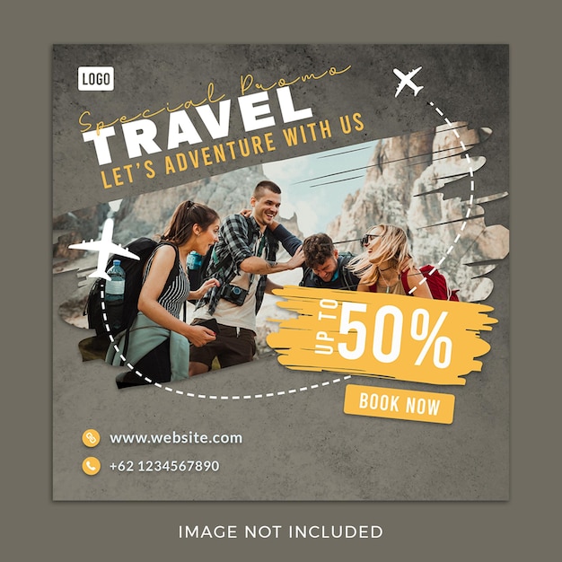 travel tourism social media post template