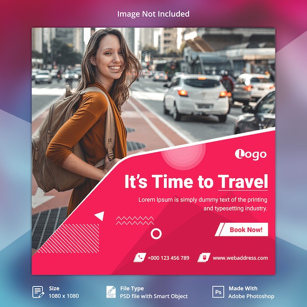 Travel Tours Instagram post or square banner template