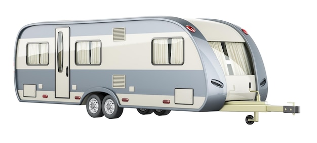 Travel trailer camper trailer 3D rendering isolated on transparent background