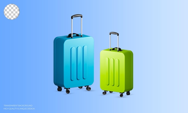 Travel trolley 3d icon. 3D suitcase with identity passport and flight plane travel tourism trip plan