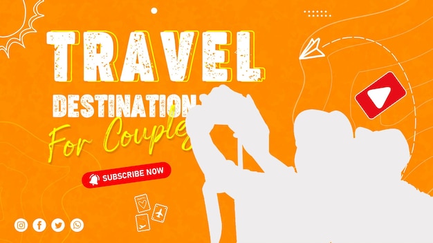 PSD travel web banner template and youtube banner template