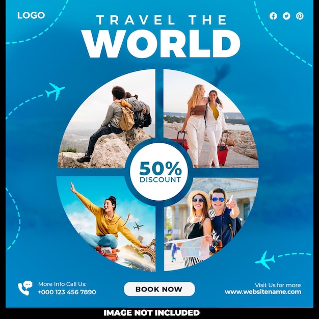 Travel the world social media template