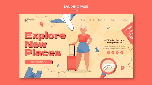 Travelers design template of landing page