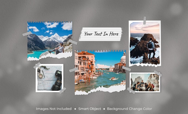 Traveling photo frame set mood board mockup