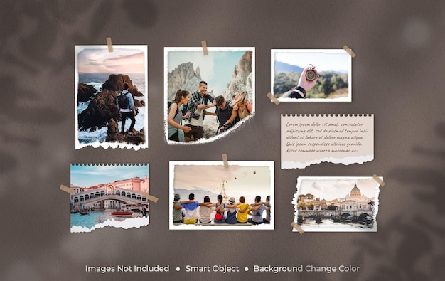 Traveling photo frame set mood board mockup