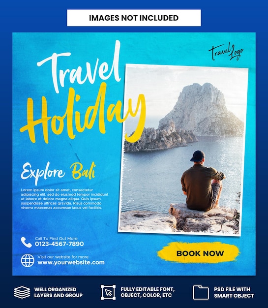 Traveling social media instagram banner posts template