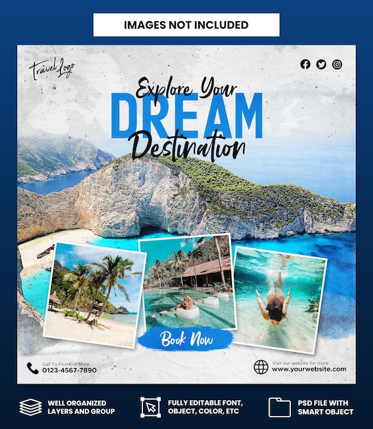 Traveling social media instagram banner posts template