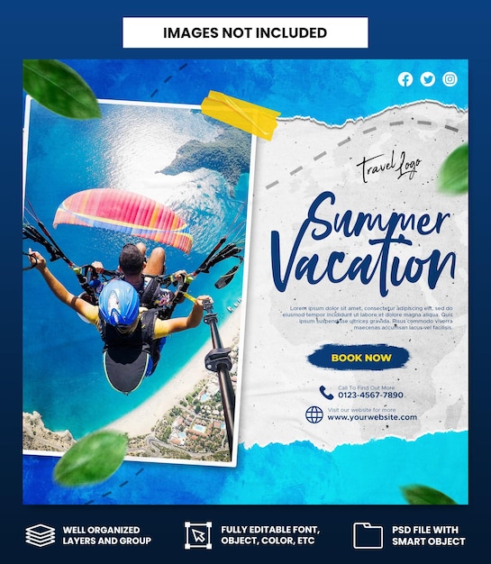 Traveling social media instagram banner posts template