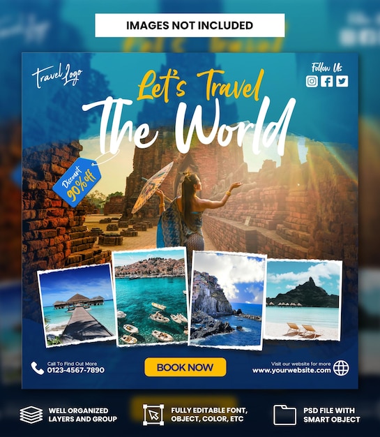 Traveling social media instagram banner posts template