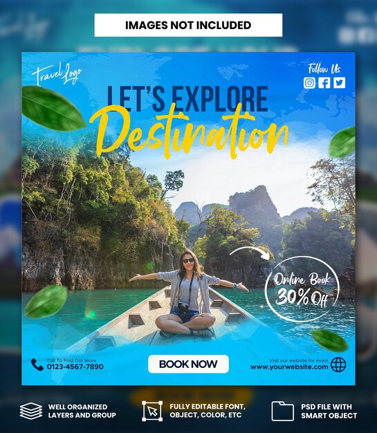 Traveling social media instagram banner posts template