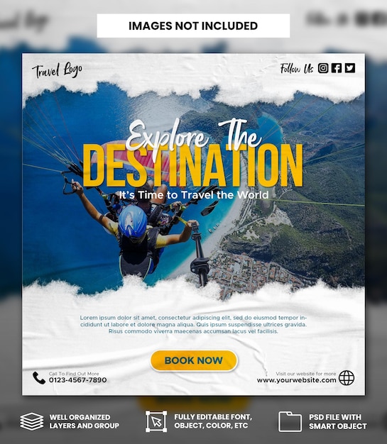 Traveling social media instagram banner posts template