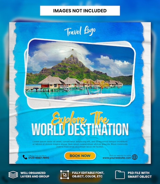 Traveling social media instagram banner posts template