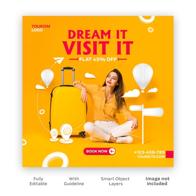 Travelling Dream with Women Instagram Post Free PSD