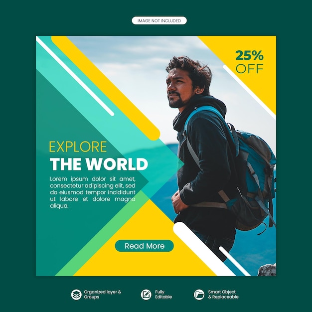 Travelling Instagram post or social media banner template