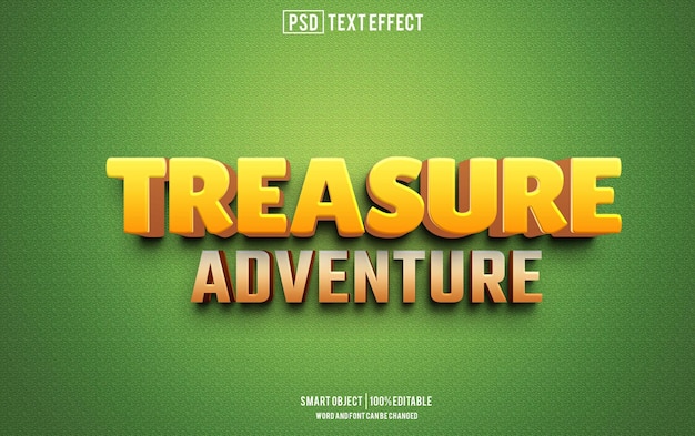 treasure adventure text effect font editable typography 3d text for games