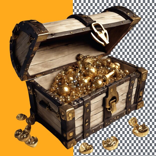 PSD treasure chest isolated on transparent background