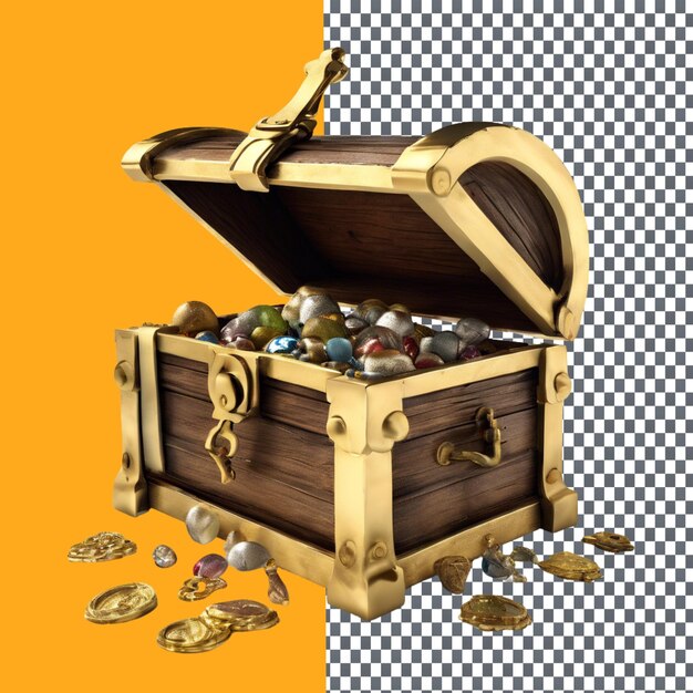 PSD treasure chest isolated on transparent background