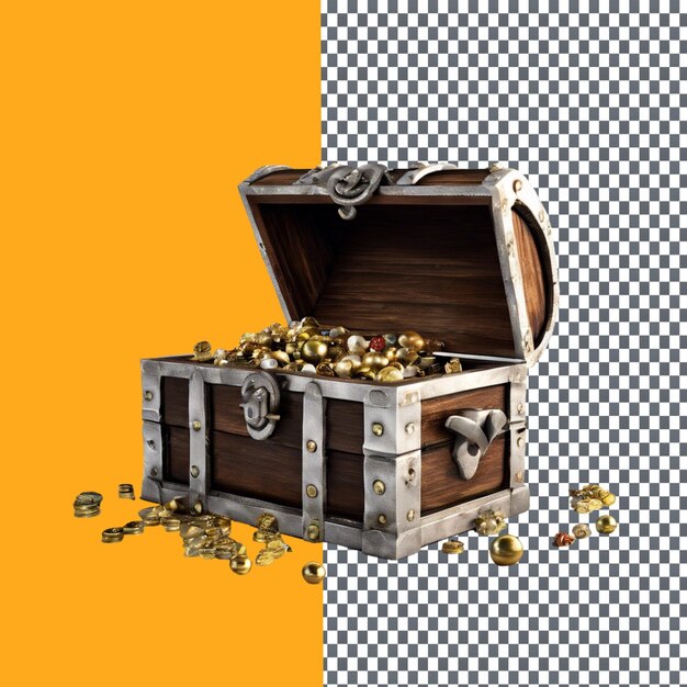 PSD treasure chest isolated on transparent background