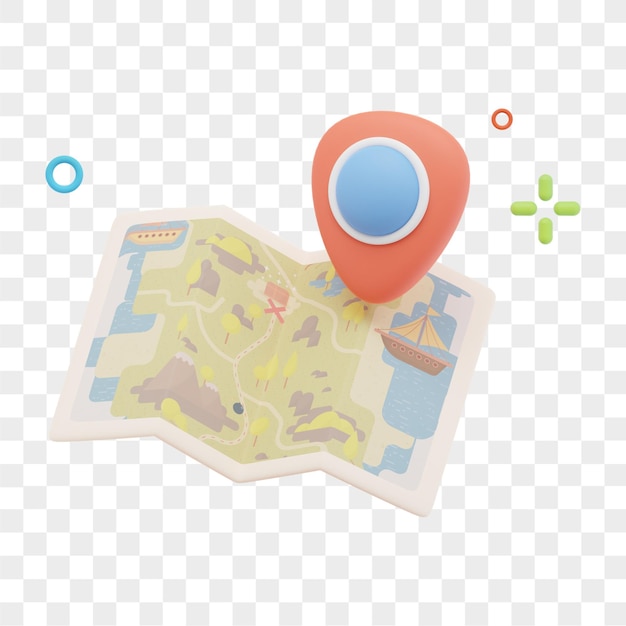 PSD treasure map 3d illustration