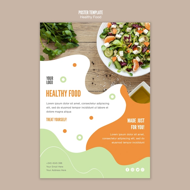 Treat yourself with healthy food poster template