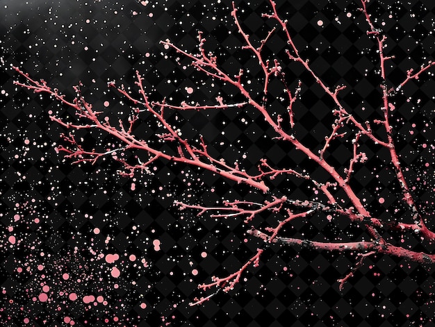 PSD a tree branch with pink and white snow on it