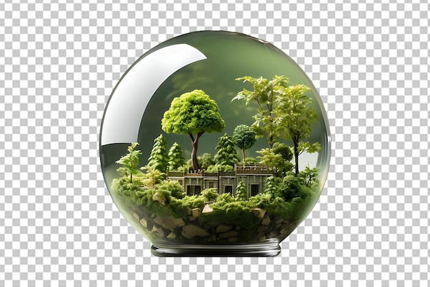 PSD tree growing on globe save the planet campaign isolated on transparent background