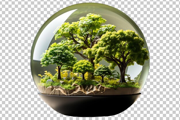 PSD tree growing on globe save the planet campaign isolated on transparent background