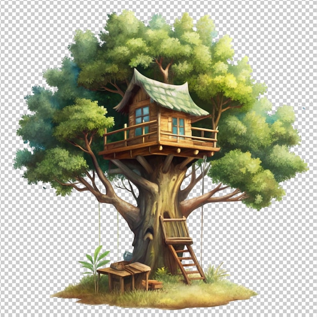 PSD a tree house on white background