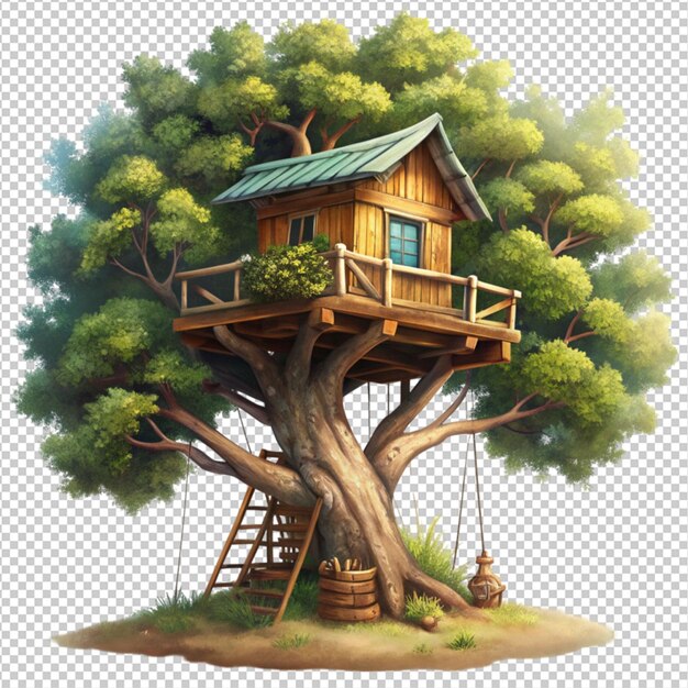 PSD a tree house on white background