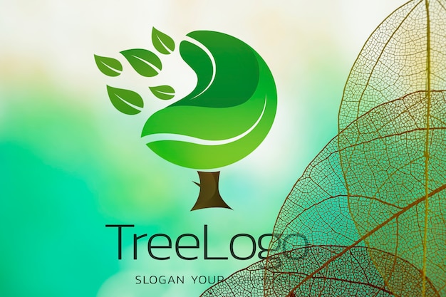 Tree logo with translucent leaves