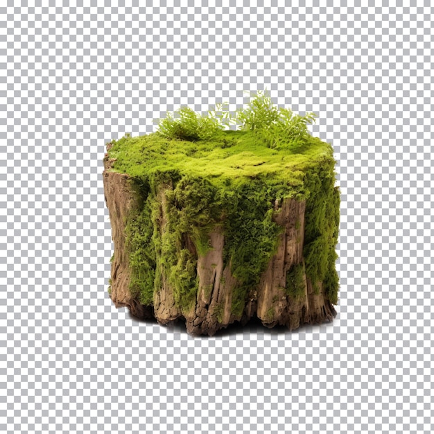 a tree stump with green moss on it and the bottom half of it