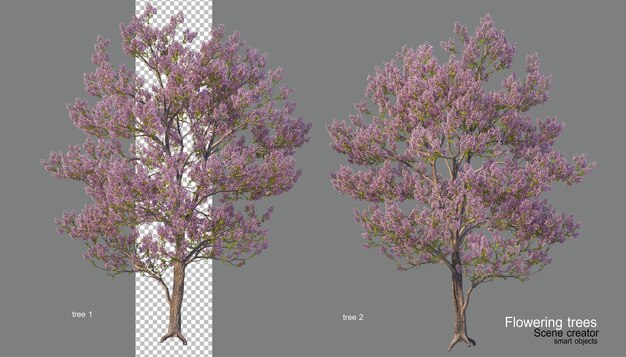 A tree with flowers of various colors.