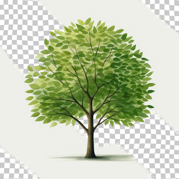 a tree with green leaves and a white background.