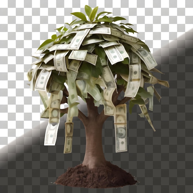 PSD a tree with money depicting business growth png isolated on transparent background