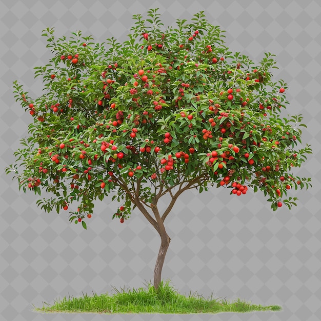 a tree with red berries and green leaves