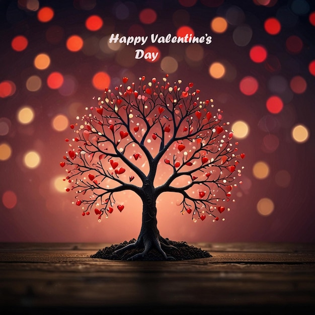 PSD a tree with the words happy valentines on it