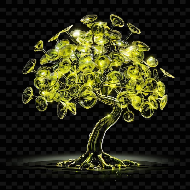 PSD a tree with yellow and green lights on it