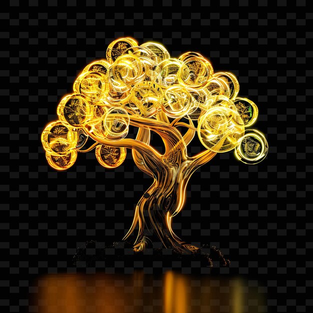 PSD a tree with a yellow light on it