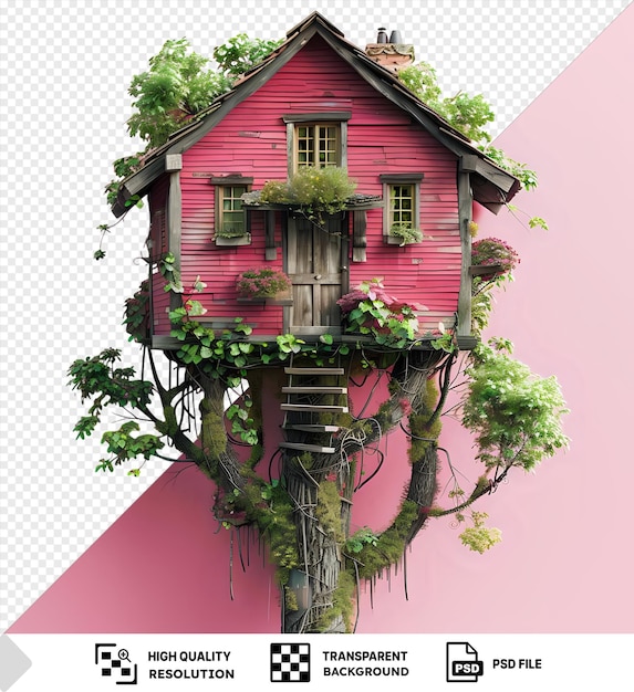 treehouse siding on a pink background