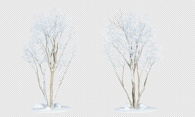 PSD trees in the snow with a gray background