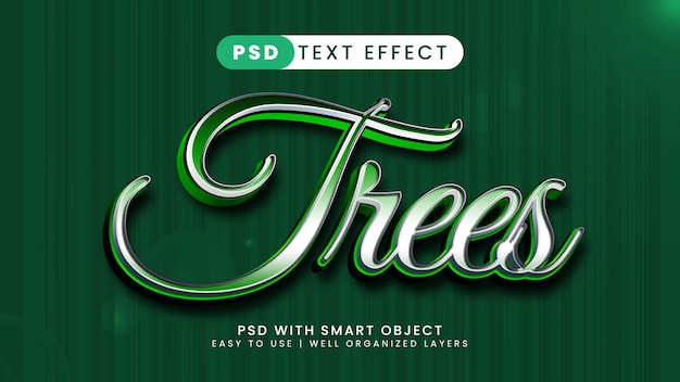 Trees wood leaf 3d editable text effect style template