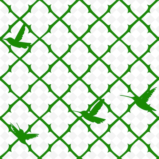 Trellis Pattern With Kind of Hummingbird Icon and Crisscross Nature Inspired Abstract Outline Art